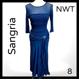 NWT Sangria Dark Blue Ladies Long Cocktail Dress